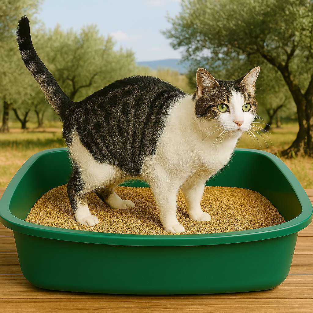 oligatto zeytin çekirdeğinden tozsuz kedi kumu