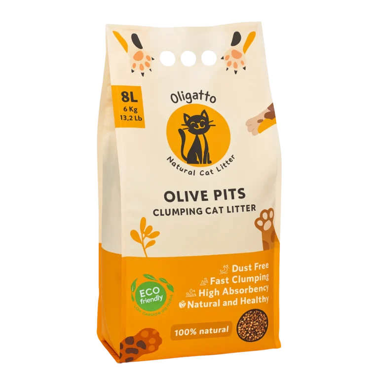oligatto zeytin çekirdeğinden kedi kumu paketi 1