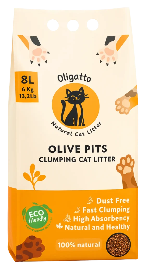 oligatto zeytin çekirdeğinden kedi kumu paketi