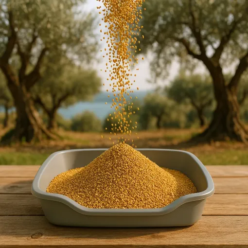 zeytin çekirdeğinden kedi kumu